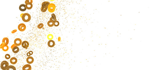 Abstract background with golden rings and glitter. Perfect for celebratory designs.