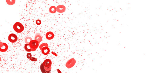 Red rings floating on white background. Abstract design for website or presentation.