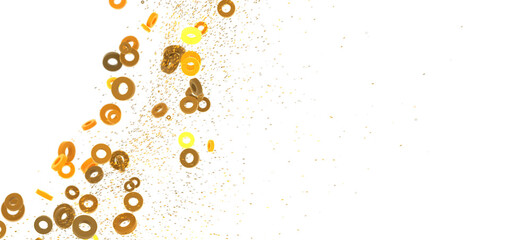 Abstract background with golden rings and glitter, perfect for celebrations and festive designs.
