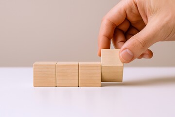 Conceptual Image Featuring Wooden Blocks Ready for Customization, Ideal for Business and Education