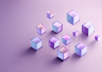 Obraz premium Abstract arrangement of translucent cubes in pastel shades