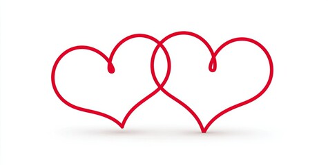 Two intertwined red hearts on a white background (2)