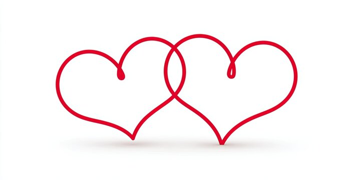 Two intertwined red hearts on a white background (2)
