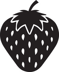 Monochromatic Silhouette of a Ripe Strawberry Featuring its Distinctive Shape and Surface Seed Pattern a Delightful Visual Treat