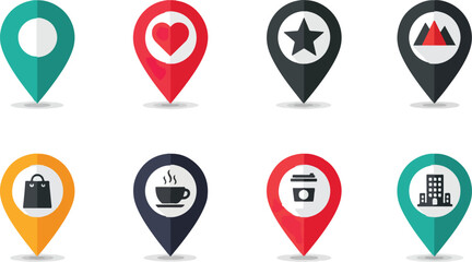 Location markers icons flat design symbols