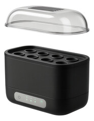 Fototapeta premium Hydroponic indoor garden system for growing fresh vegetables, practical for a kitchen in a penthouse.