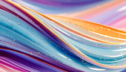 Bright and colorful abstract swirl of glossy waves in soft hues
