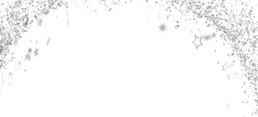 Sparkling silver stars border, perfect for holiday cards,  banners, or festive designs. Download now!
