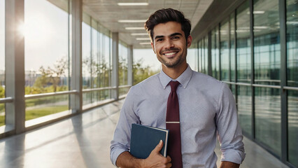 Happy University Lecturer with Books