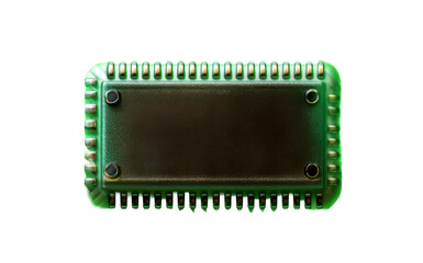 Green Circuit Board with Segmented Design and Light Illumination Isolate on Transparent Background, cutout, png