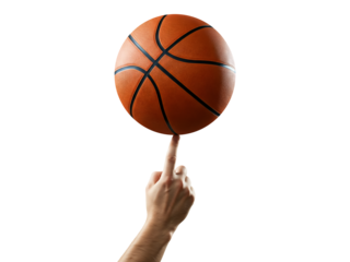 Basket ball spinning on a finger