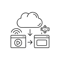 Line Icons for Cloud Upload Networking Illustration