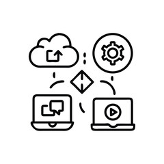 Line Icons for Cloud Upload and Data Transfer