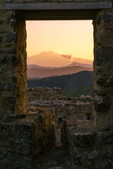 Mountain through the window