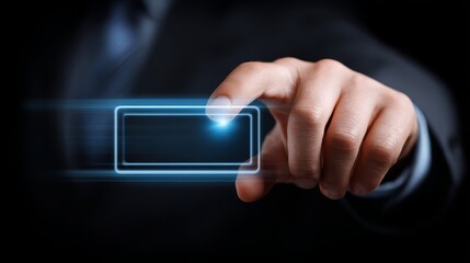 Human hand engaging with a modern touch screen interface.