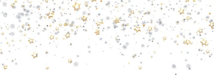 Elegant background with gold and silver stars and snowflakes. Perfect for holidays, celebrations, and festive designs.