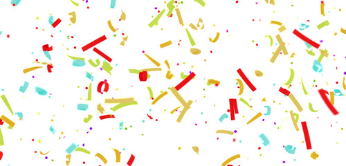 High-quality image of colorful confetti falling on a white background, perfect for celebrations and festive designs.