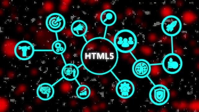 The concept of business, technology, the Internet and the network. HTML5. Abstract technology dot background .3d animation video.