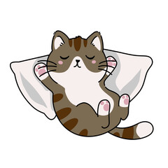 Cartoon cat sleeping on a pillow vector illustration art.