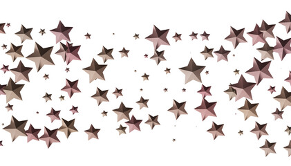 Beautiful rose gold stars falling on white background. Perfect for festive designs.