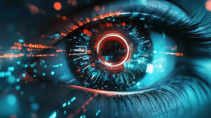 Human eye scanning and processing digital data stream - Powered by Adobe