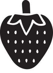 A Simple Black and White Strawberry Design Showing the Classic Shape and Seeds of the Delicious Fruit