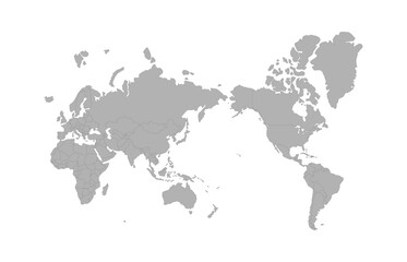 Europe America World map illustration vector. Grey color