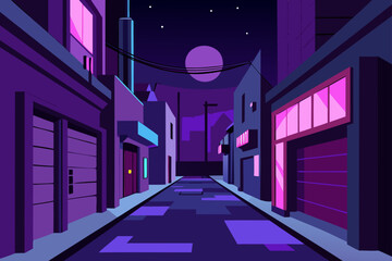 Night city street cartoon