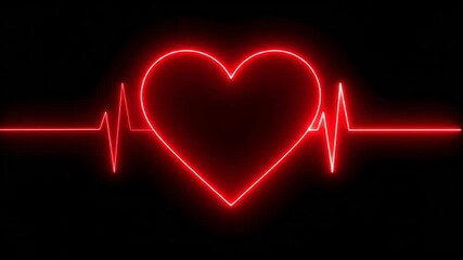 Neon heart beats graphic animation