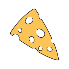 Cheese Hand drawn style cheese wedge with holes great for cheese platter icons deli and breakfast illustrations