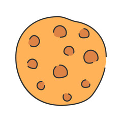 Cookie Hand drawn style round cookie or biscuit for snack and dessert visuals perfect for bakery and cafe graphics
