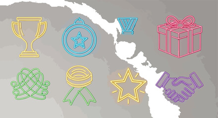 Neon award icons collection graphic design