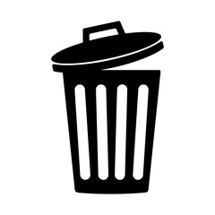 Trash can silhouette vector icon,minimalist and modern design ideas,isolated on white background,can be for signs or collection