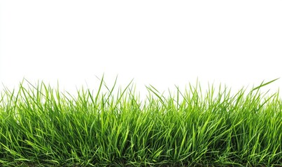 Fresh green grass border against white background