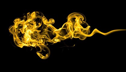 A mesmerizing swirl of golden smoke dances gracefully against a dark backdrop