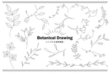 シンプルな植物の線画イラスト（ベクター素材）セット  © Pens'K