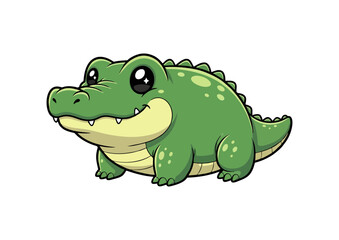 Obraz premium Cute green crocodile character with a happy face
