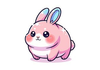 Obraz premium Cute cartoon bunny sitting adorably with big eyes