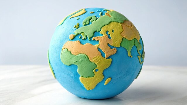 Artistic Play Dough Earth Globe with Detailed Continents