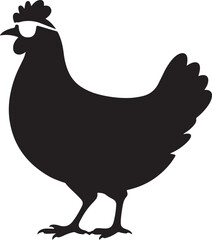 Black Silhouette of Rock Hen Wearing Sunglasses Black and White Vector