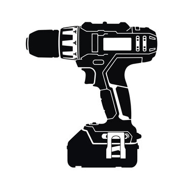 black cordless drill isolated clip art preview