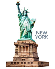 Fototapeta premium statue of liberty in new york us iconic american isolated on white background PNG , AI GENERATED