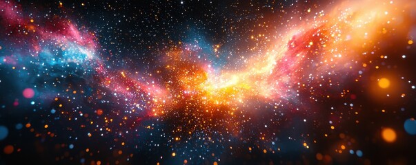 Fototapeta premium Vibrant cosmic display with colorful nebula and radiant star clusters