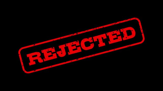 4k animation of red rejected stamped text on green chroma key background