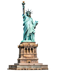 Obraz premium statue of liberty in new york us iconic american isolated on white background PNG , AI GENERATED