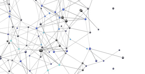3D rendering of a complex network. Ideal for technology, connection, and communication concepts.