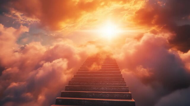 heavenly stair in yellow gold cloud and light