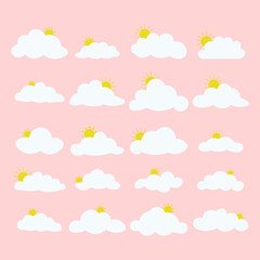 Beautiful Sun set Sky with Colorful Clouds Vector Illustration