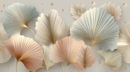 Elegant Ginkgo Leaves Pattern Wallpaper Design