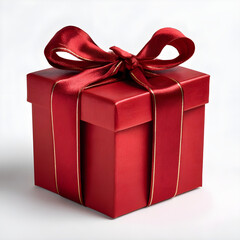 Obraz premium A classic red gift box tied with a festive red ribbon and bow
